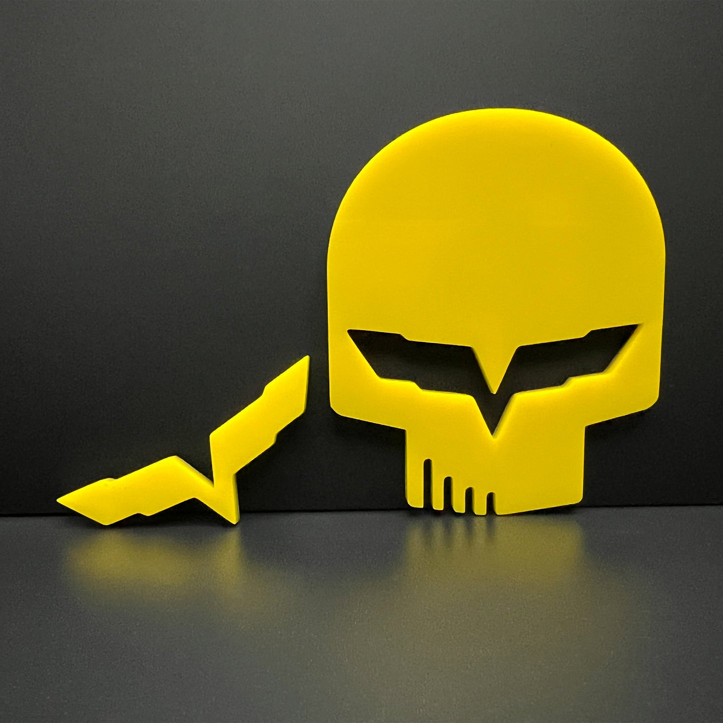 Jake skull badge for Corvette in bright yellow emblem set by FMSgear
