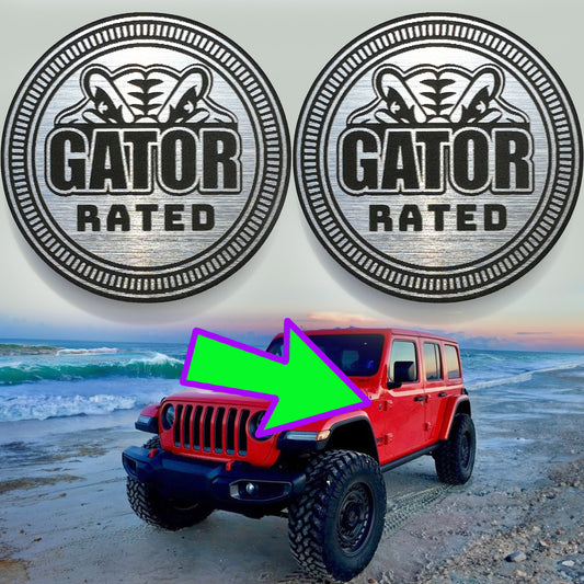 Pair (2) GATOR RATED Fender Badges fits JEEP WRANGLER Gladiator YJ JL JK TJ CJ emblems