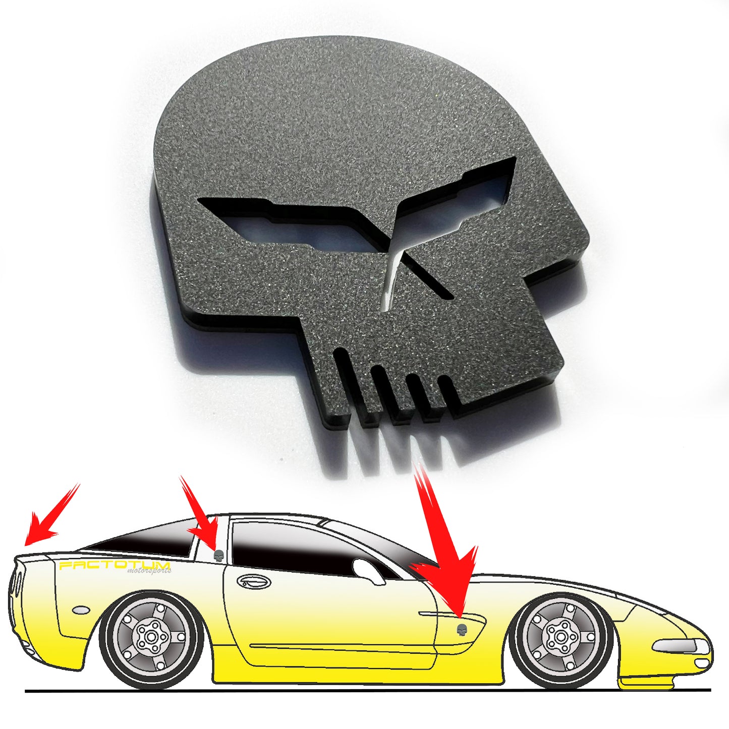 ONE (1) C5 Vette JAKE Skulls fits Chevy Corvette Racing Emblems Badges C5R