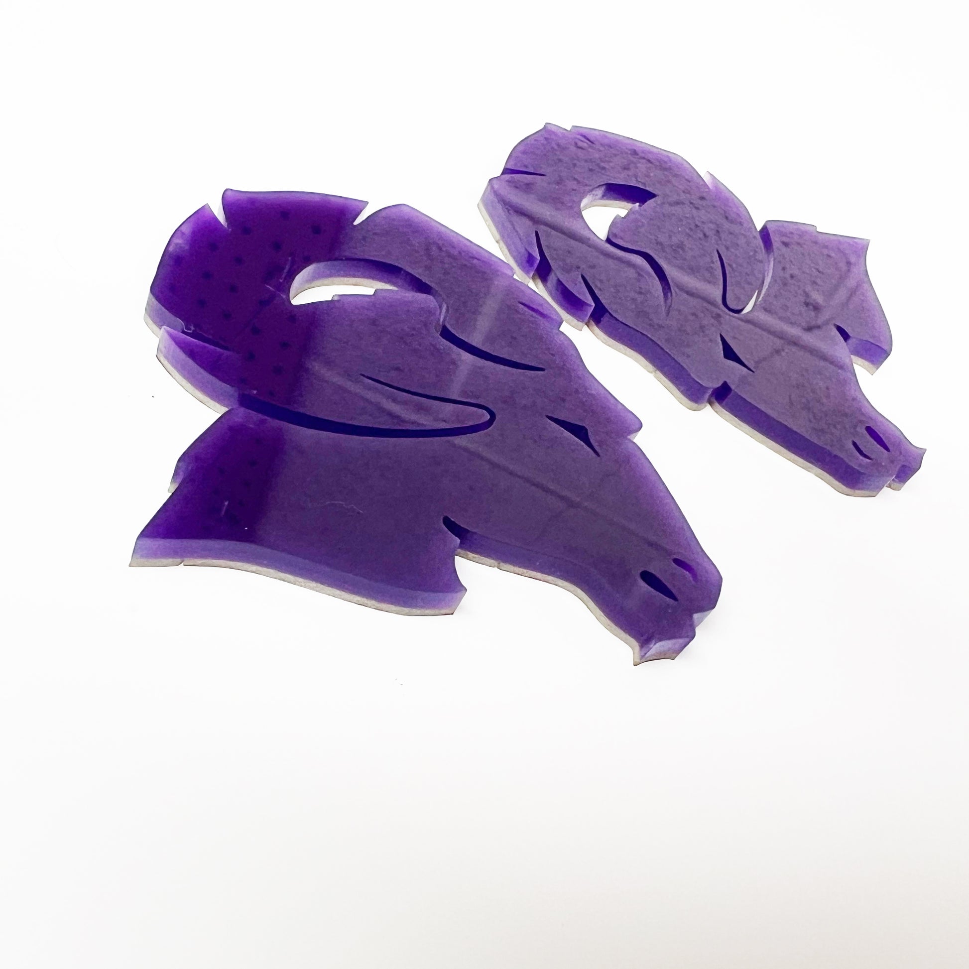 Purple Custom Dodge Ram Hellcat Emblem set showing sleek ram head design from FMSgear