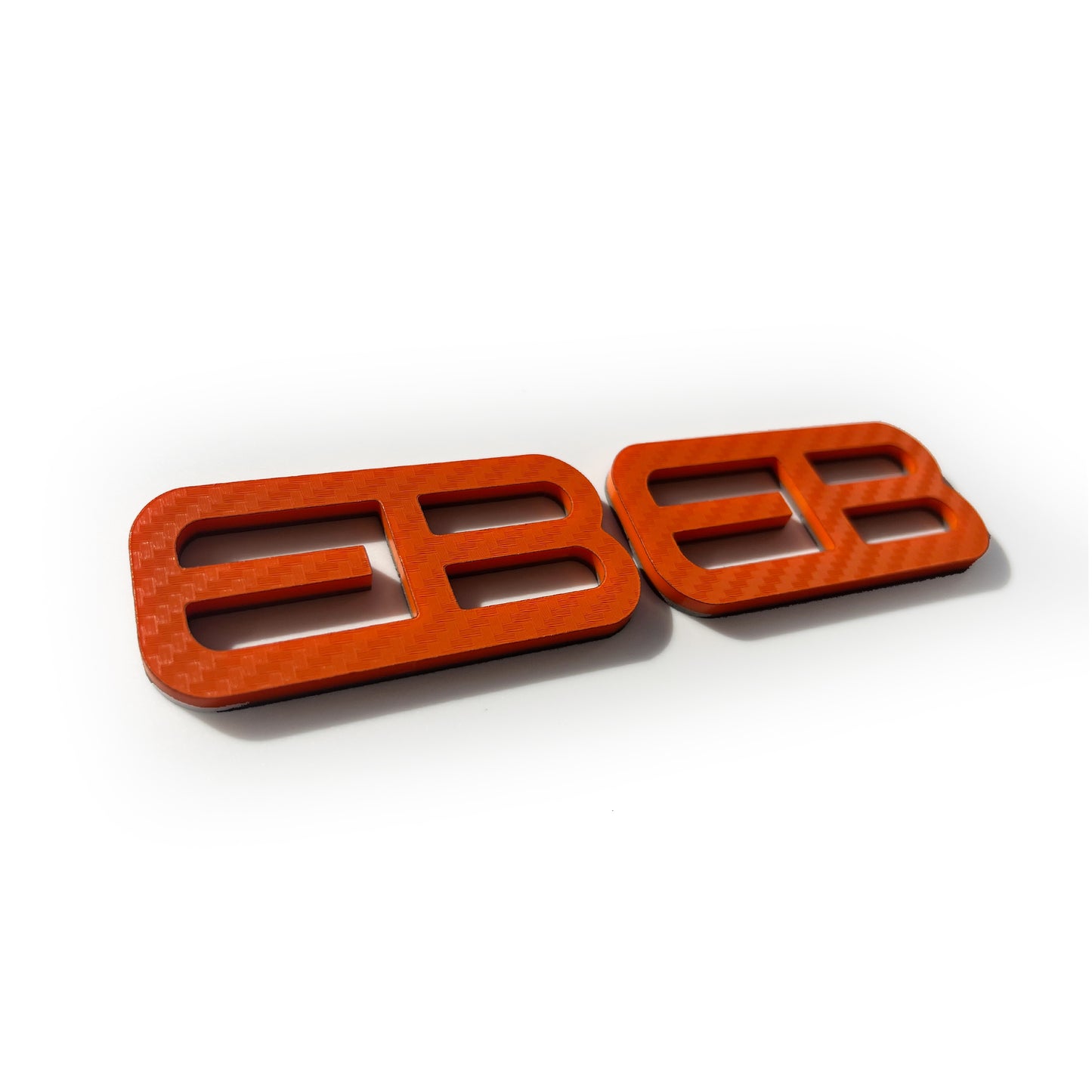 FMSgear custom emblems Ford Mustang f-150 in orange carbon fiber style with bold design