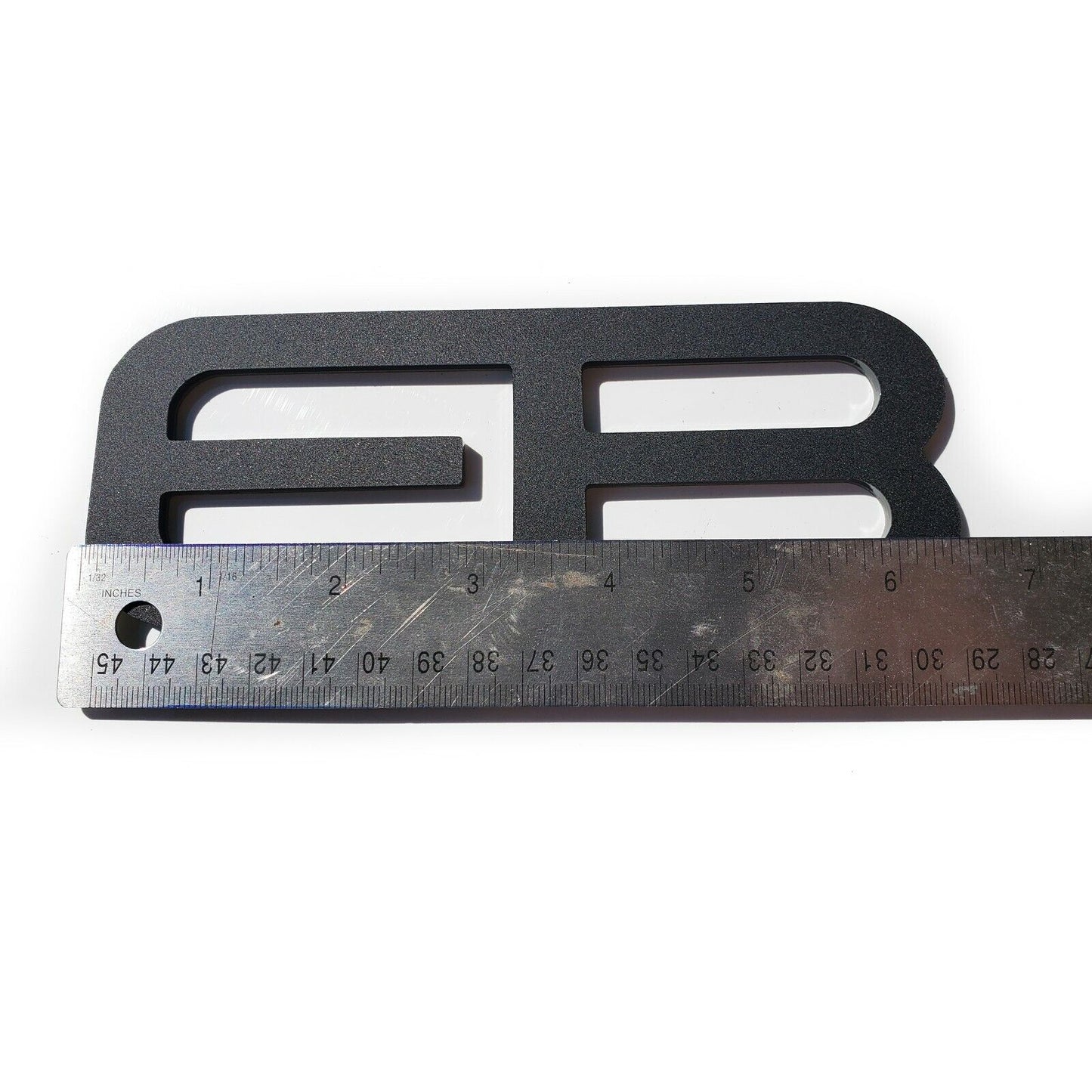 FMSgear custom rear trunk logo for Mustang 2015-2025 black emblem with measuring ruler