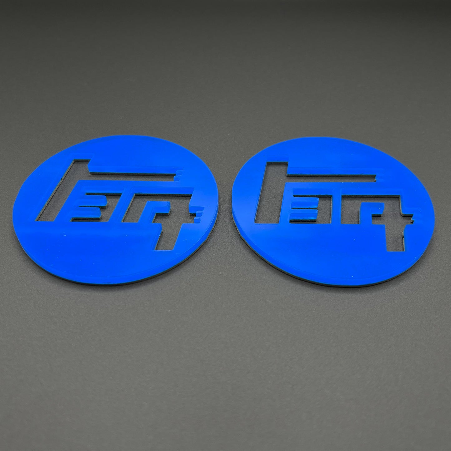 FMSgear custom Toyota TEQ emblem set with blue circular background and precise cutout design