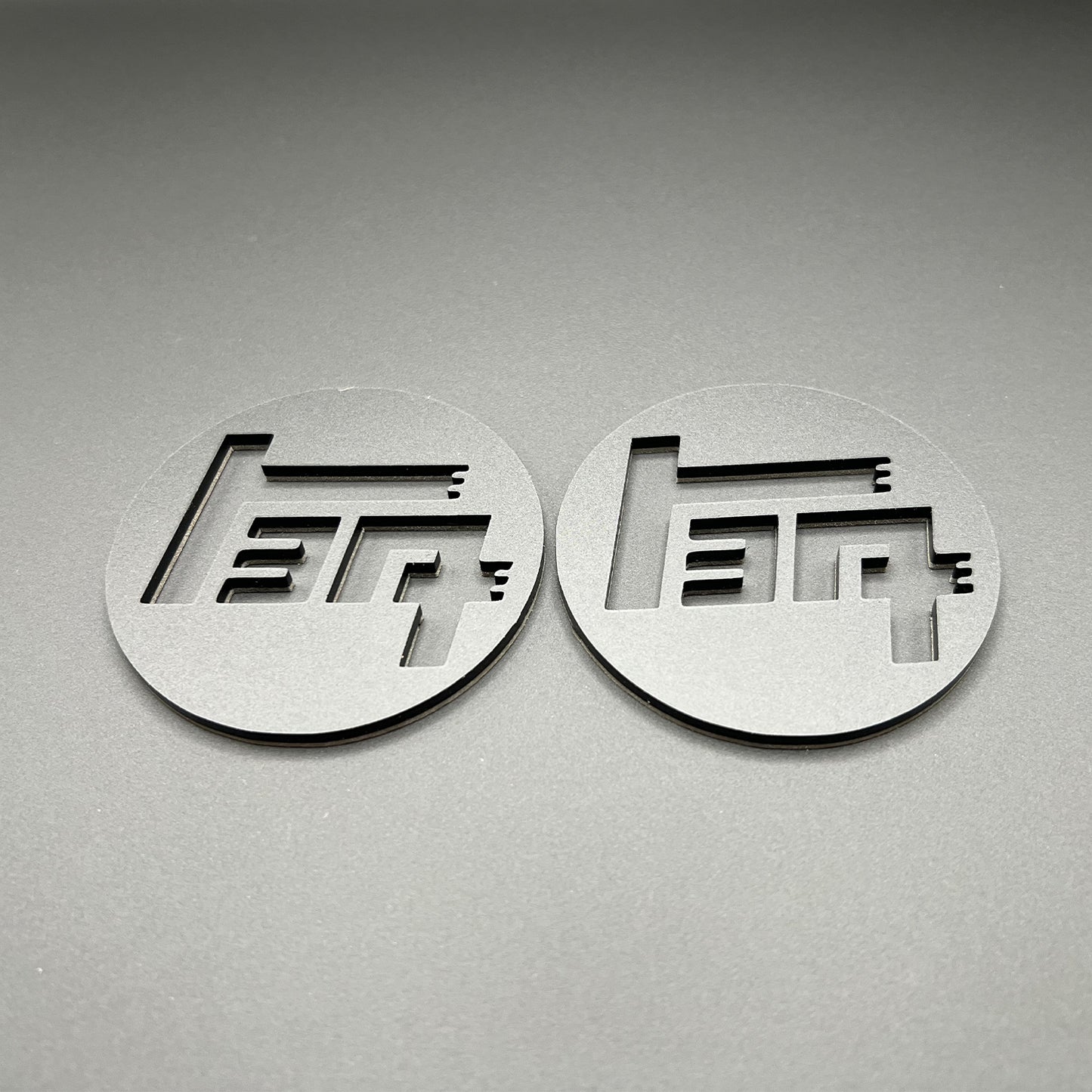 FMSgear custom Toyota TEQ emblem set in matte black finish with modern cutout design