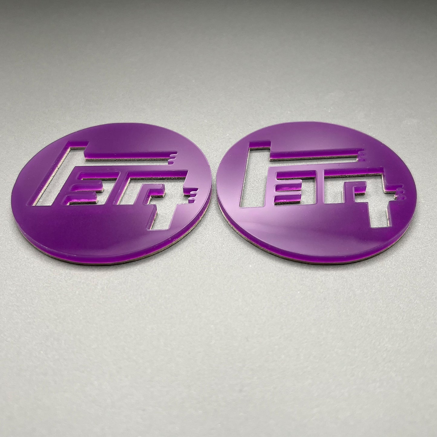 FMSgear custom Toyota TEQ emblem set in purple round design for vehicle branding