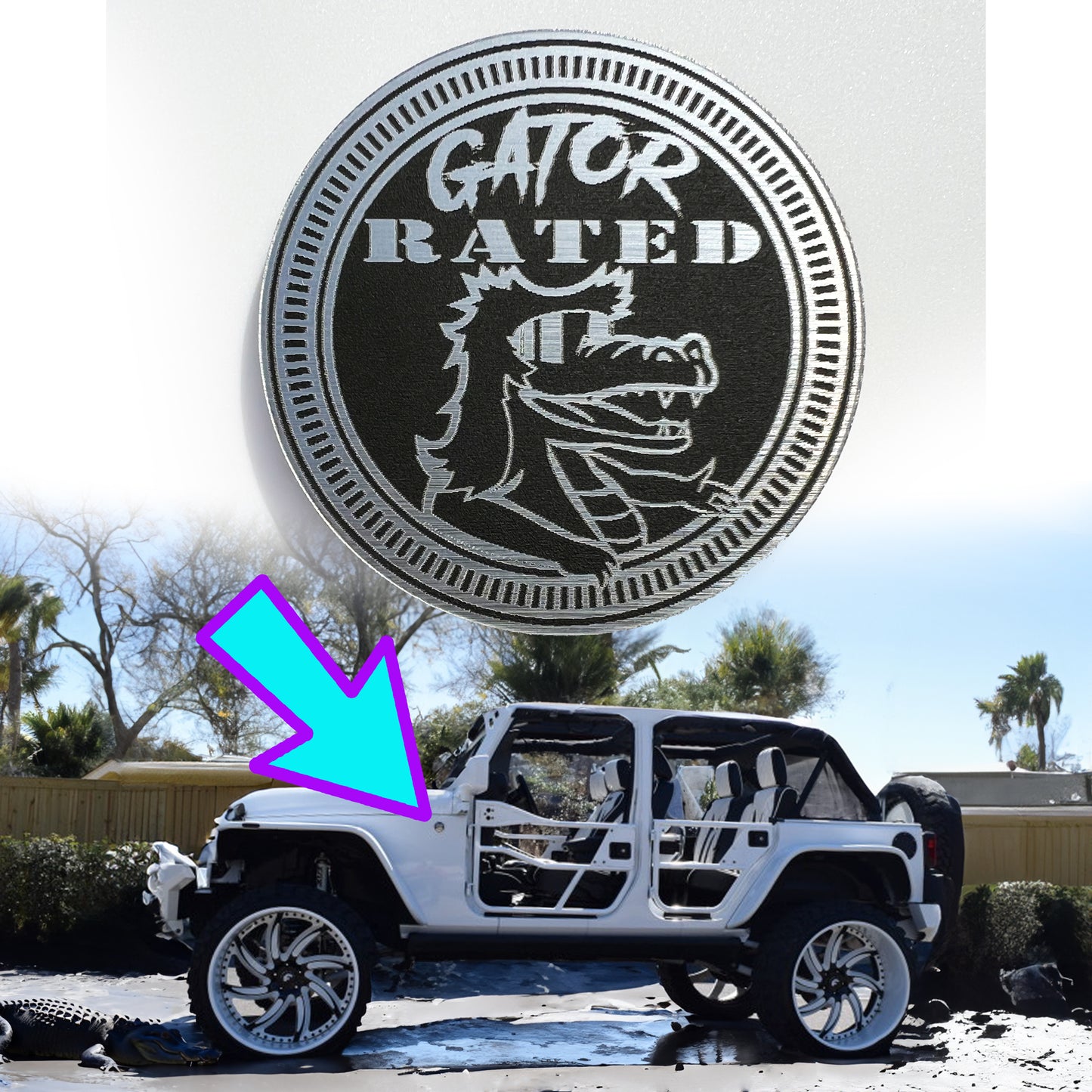 One (1) GATOR Rated Fender Badges fits JEEP Gladiator Wrangler emblem