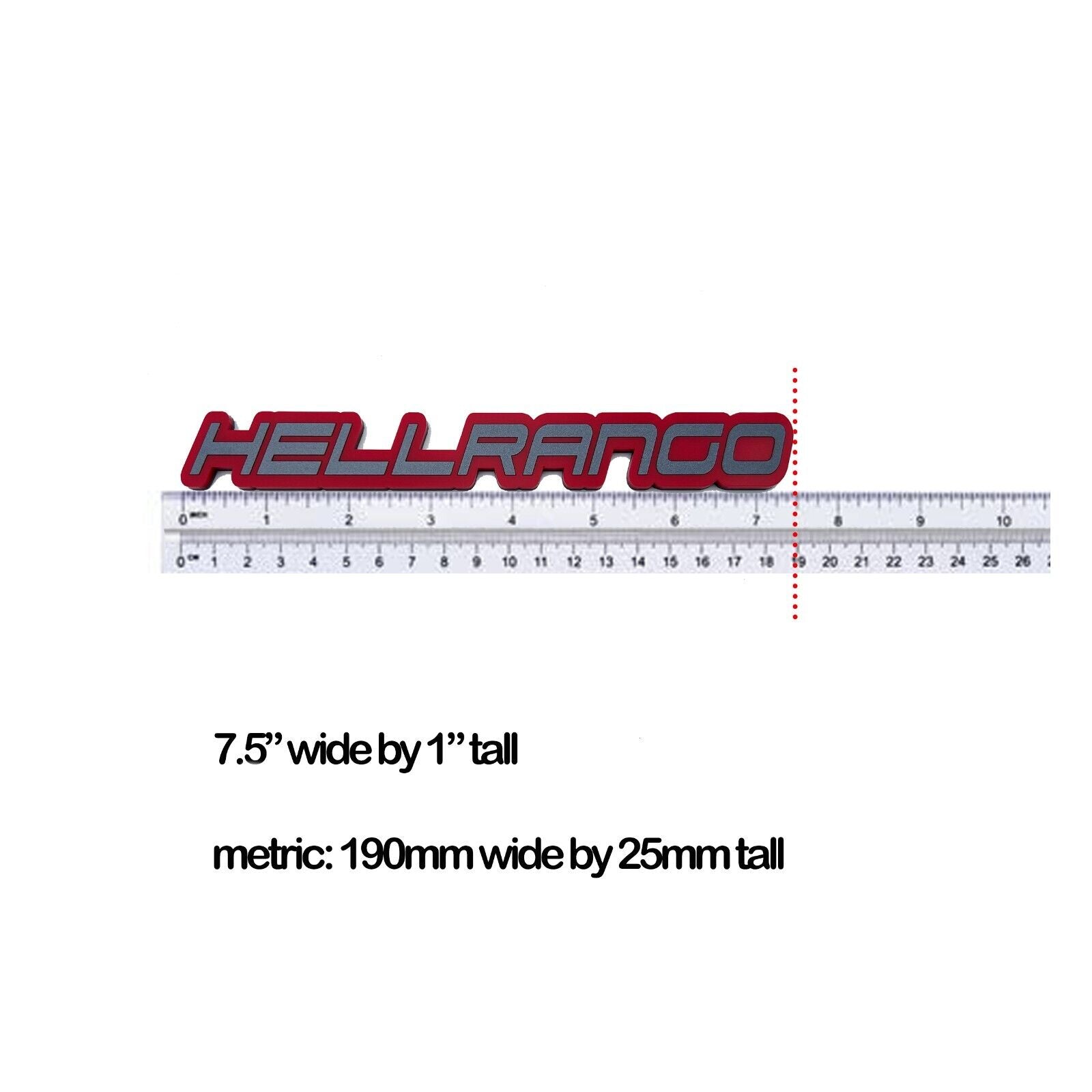 HELLRANGO badge for Durango emblem measuring 7.5 inches wide by 1 inch tall from FMSgear