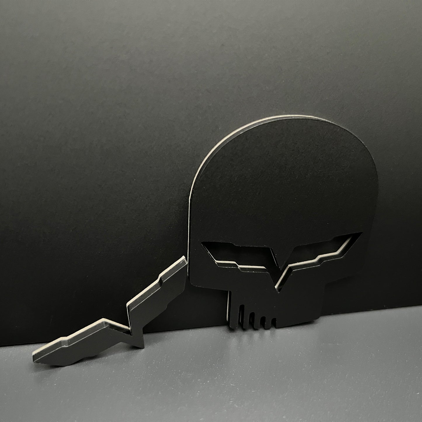 Jake skull badge for Corvette emblem by FMSgear in black metal design