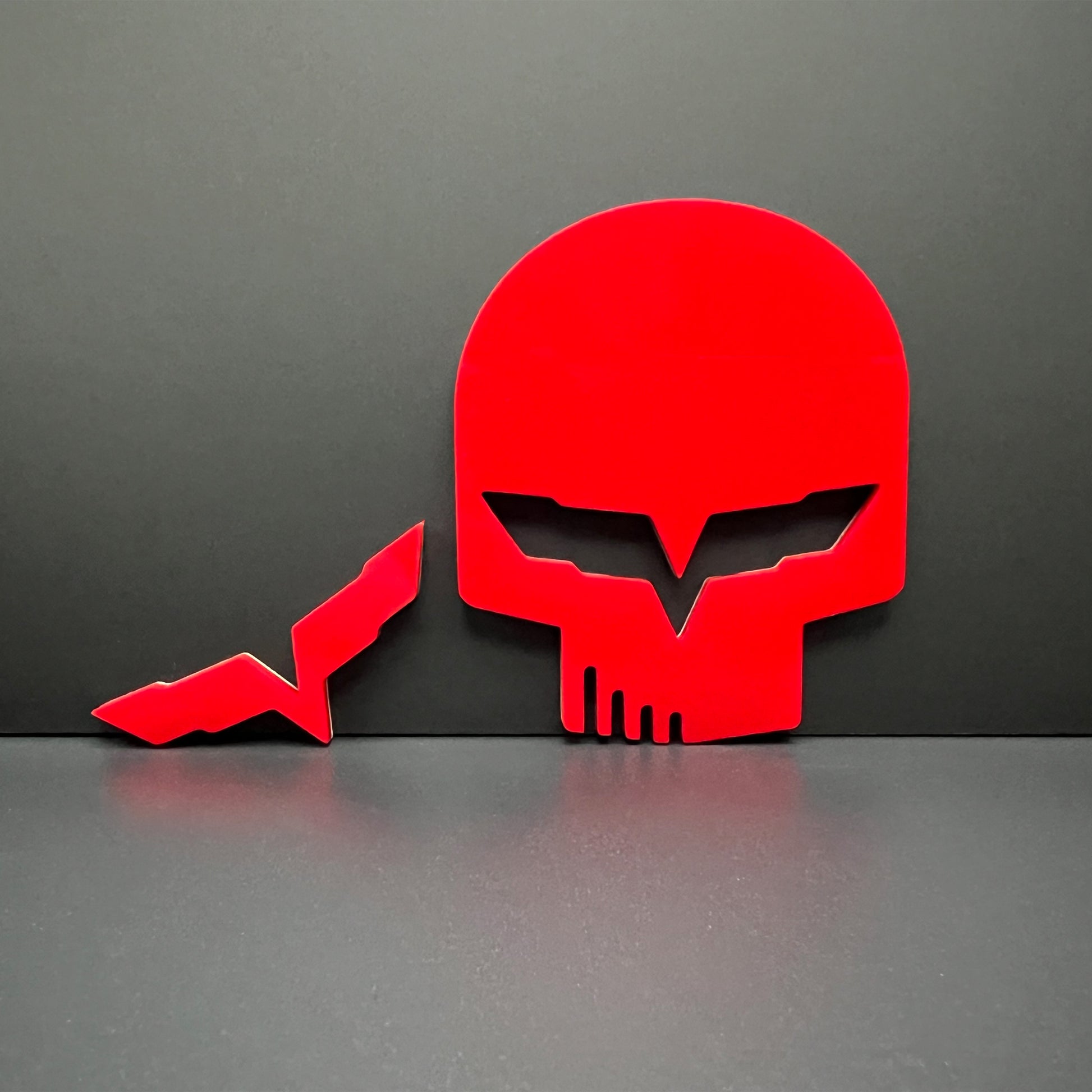 FMSgear red Jake skull badge for Corvette emblem set with skull and winged design