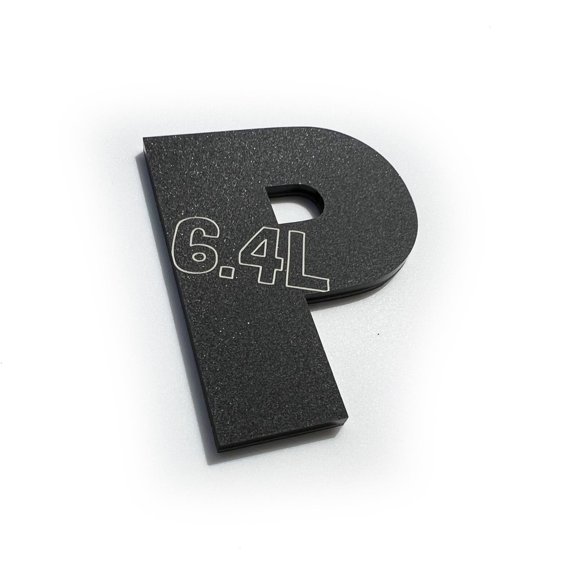 FMSgear 6.4L Power Stroke Turbo Diesel Emblem in black with textured finish