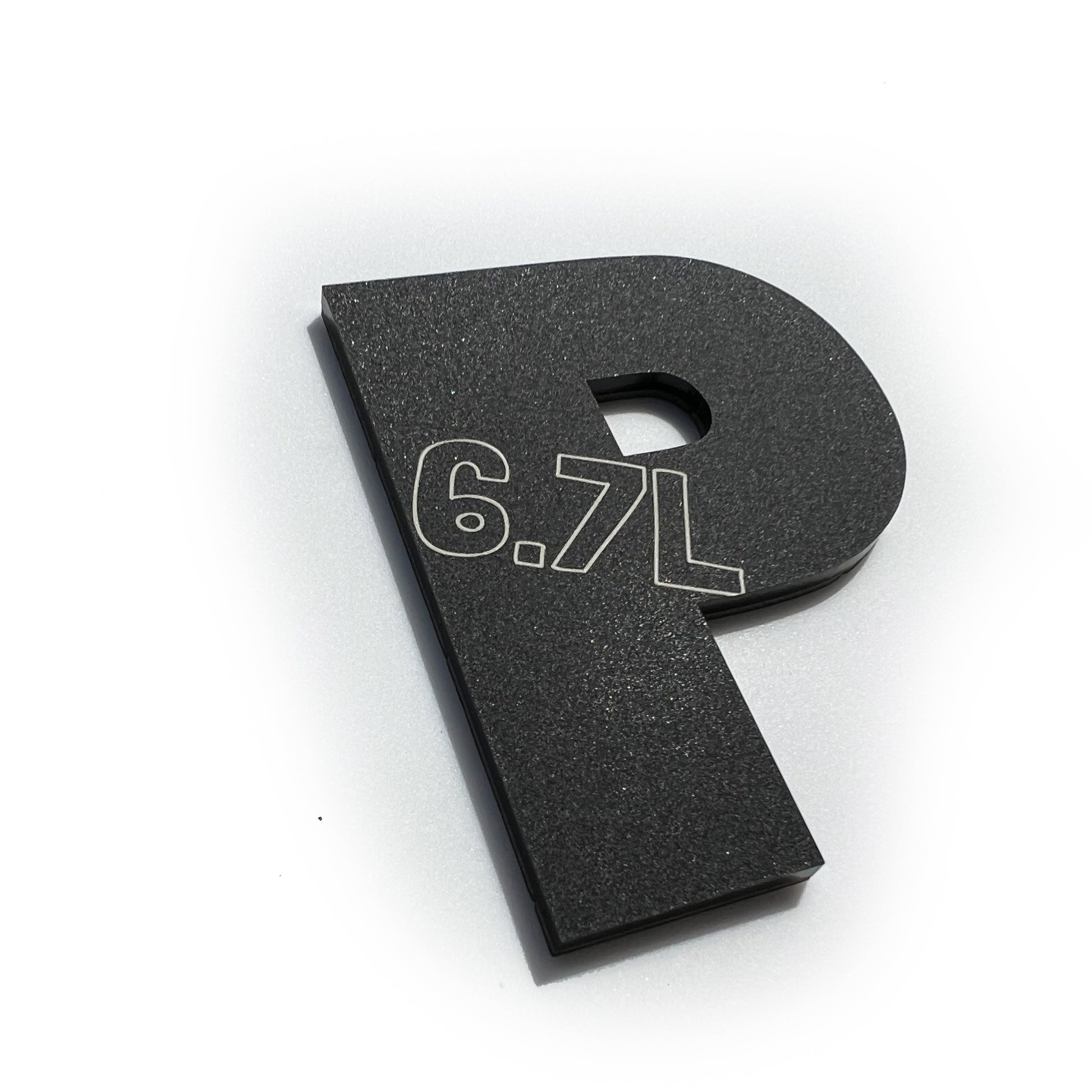 FMSgear Power Stroke Turbo Diesel Emblem 6.7L black textured vehicle badge