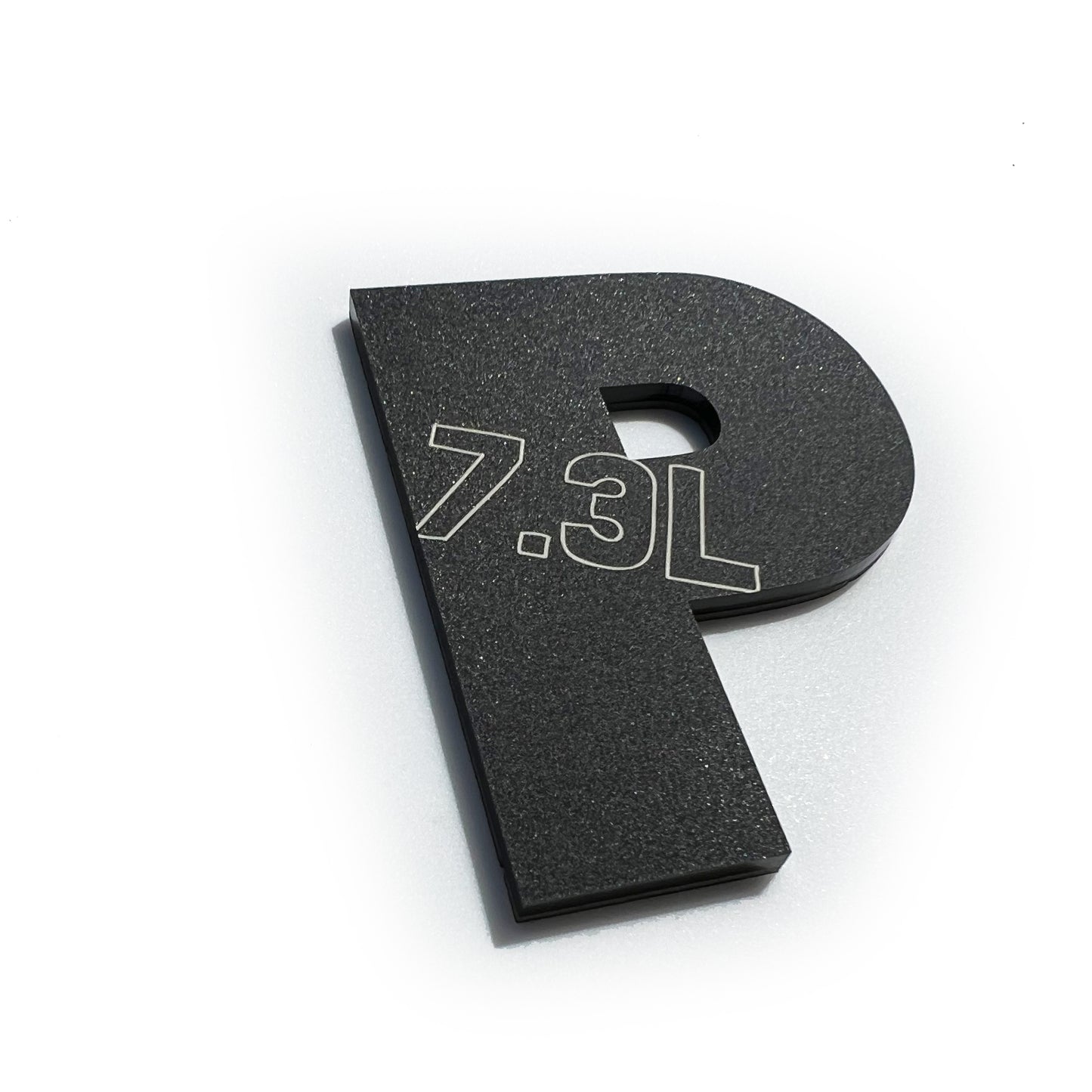 FMSgear Power Stroke Turbo Diesel Emblem 7.3L black textured badge for trucks