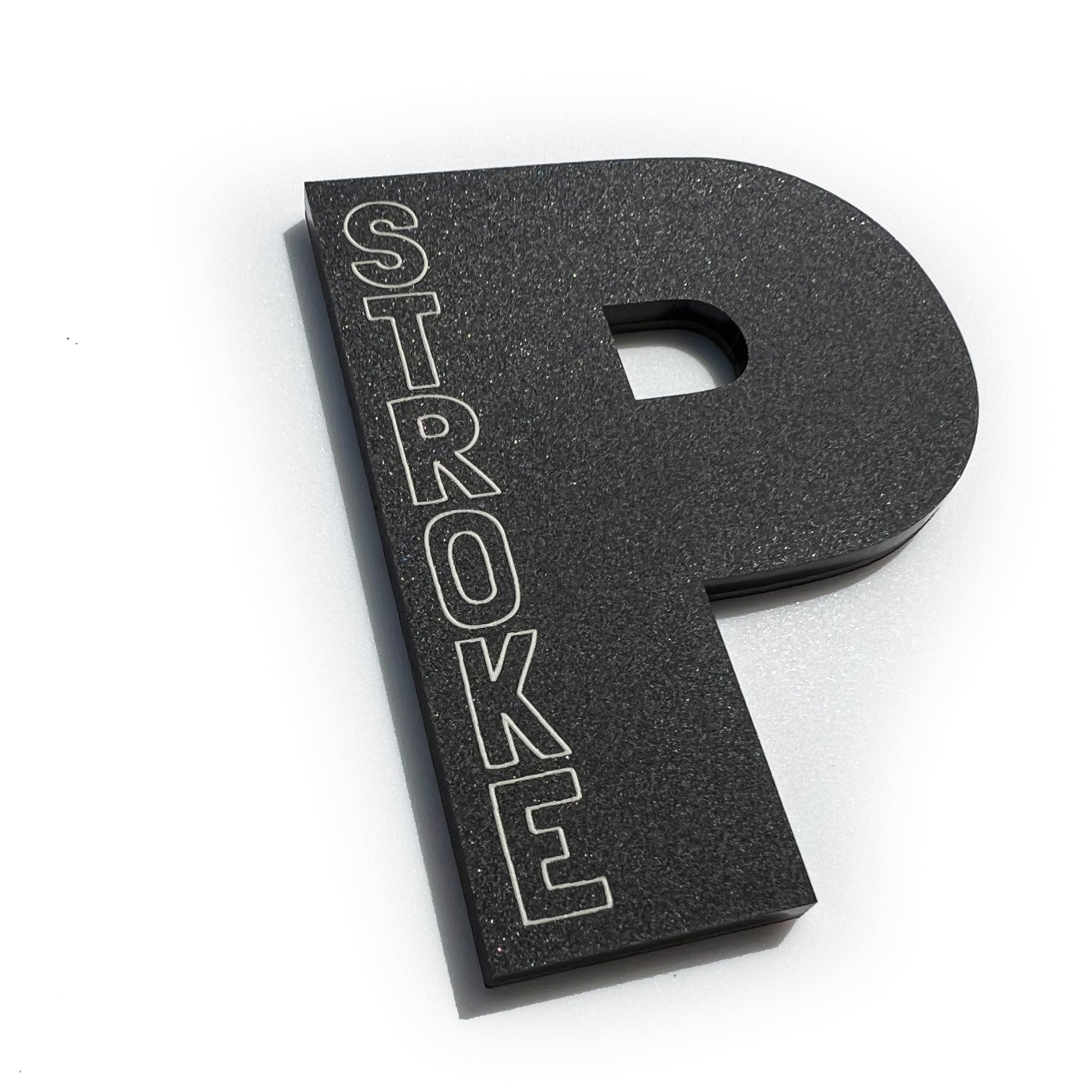 FMSgear Power Stroke Turbo Diesel Emblem black textured letter P with stroke lettering