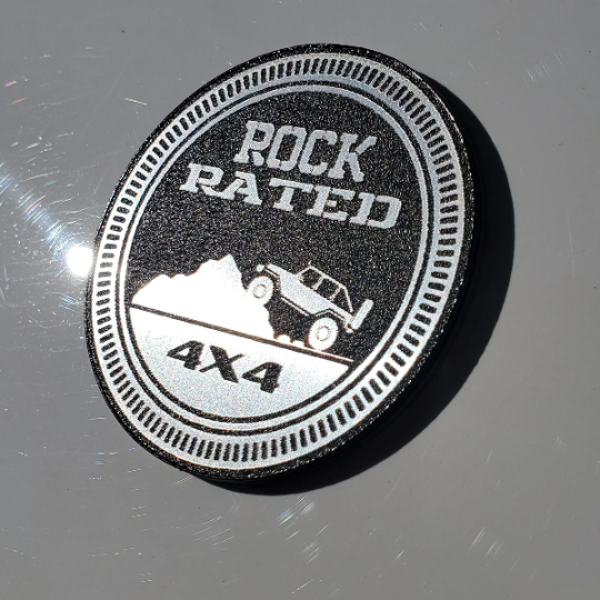 One (1) ROCK Rated Fender Badges fits JEEP WRANGLER YJ JL JK TJ CJ emblems