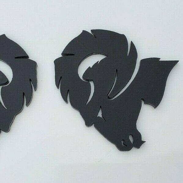 Black Custom Dodge Ram Hellcat Emblem from FMSgear showing sleek devil head design