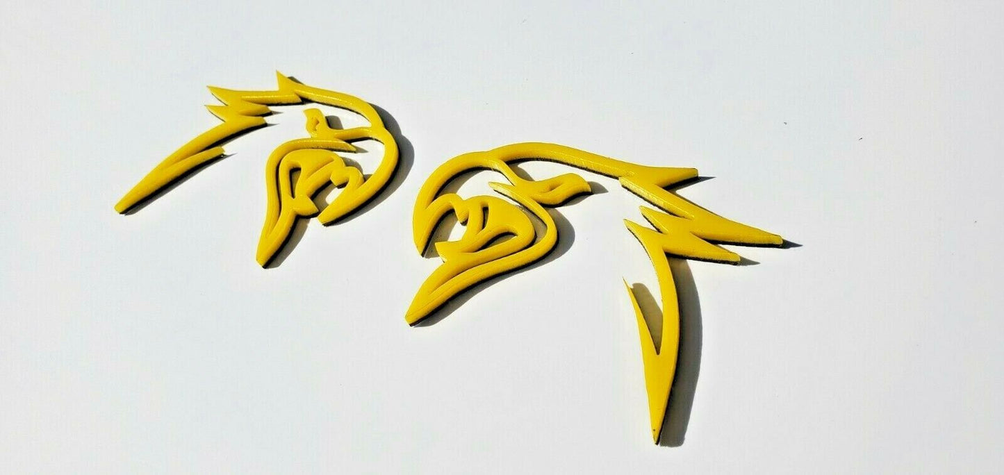 Custom HELLHAWK emblems for Jeep by FMSgear in yellow detailed design set