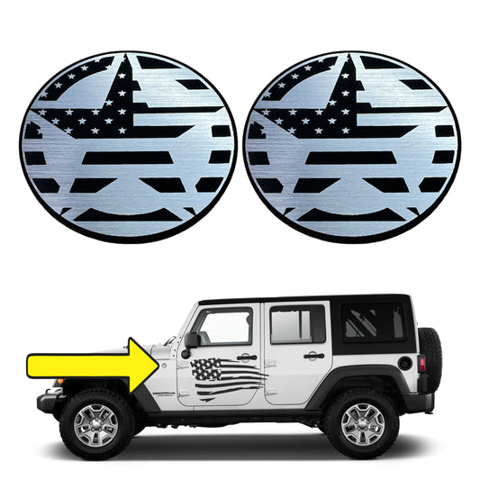FMSgear Patriotic Car Emblems for Jeep with American flag star design in brushed metal finish