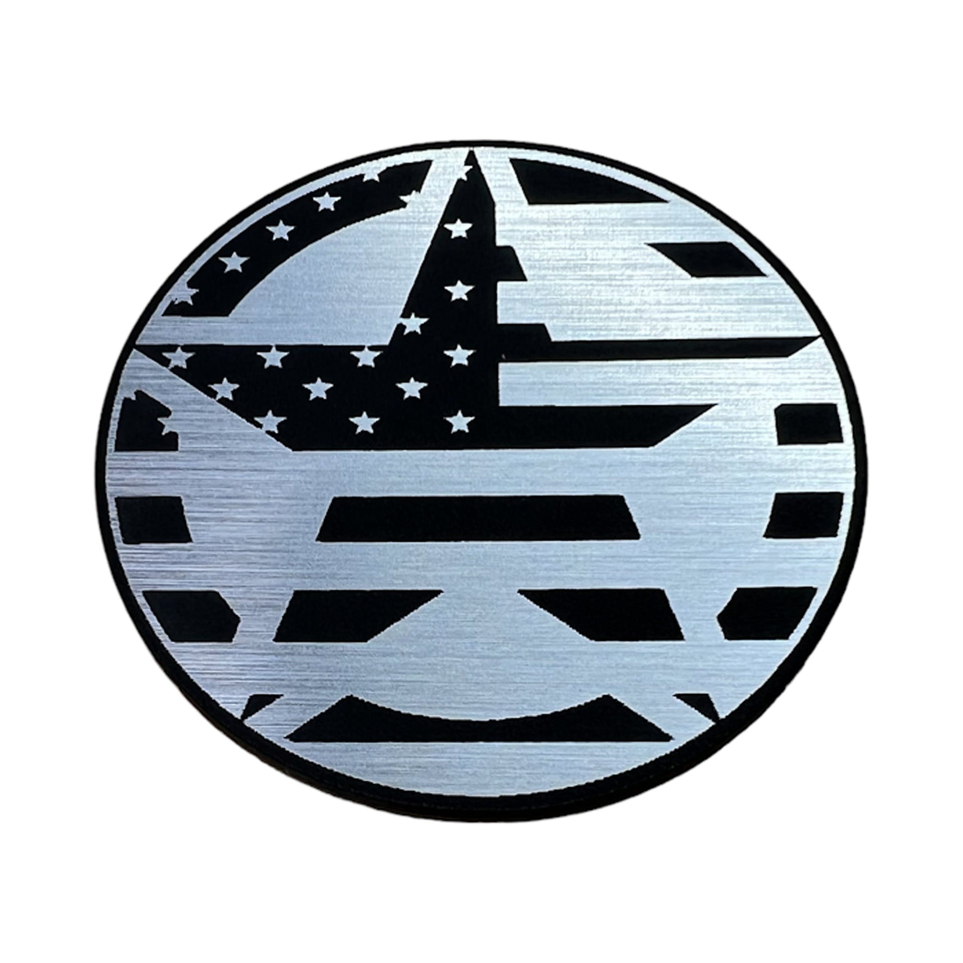 FMSgear patriotic car emblems for Jeep with American flag star and stripes design in silver and black